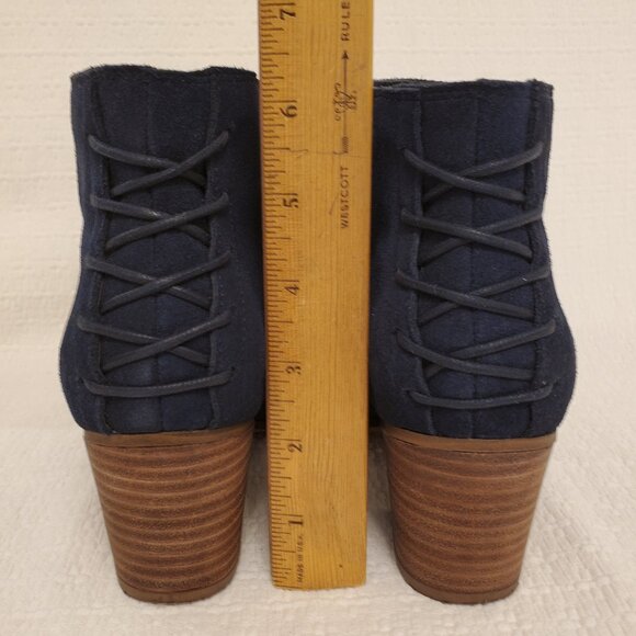 ALDO Abiralle Womens Navy Blue Suede Ankle Booties Stacked Block Heel - 7.5 - Picture 2 of 12